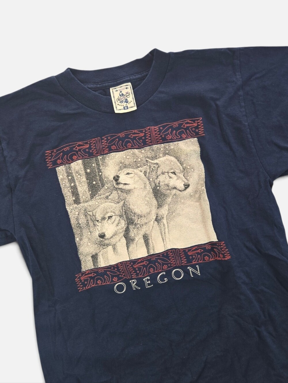 Vintage Alore Wolf Pack Oregon Black Graphic Men's T-Shirt Sz M Single Stitch - Picture 5 of 10